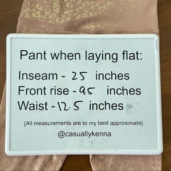 Zyia | Women’s Active Peach & Gold Metallic Leopard Print Leggings Tan Shimmer 4 - Picture 8 of 8